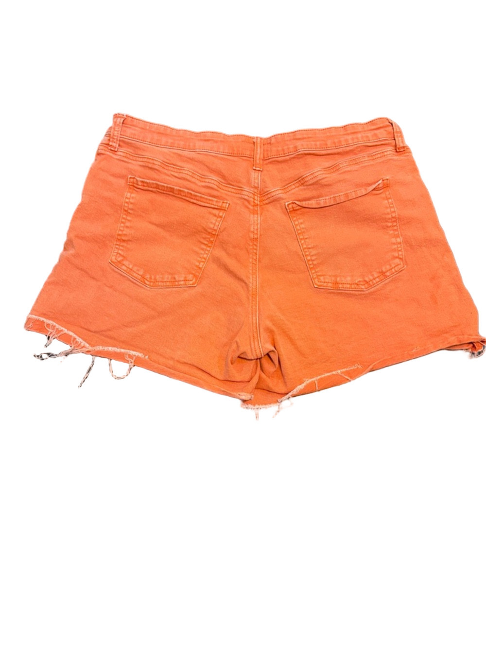 Kut from the Kloth Jane High-Rise Orange Denim Shorts with Frayed Hem Size 14 - Picture 3 of 3